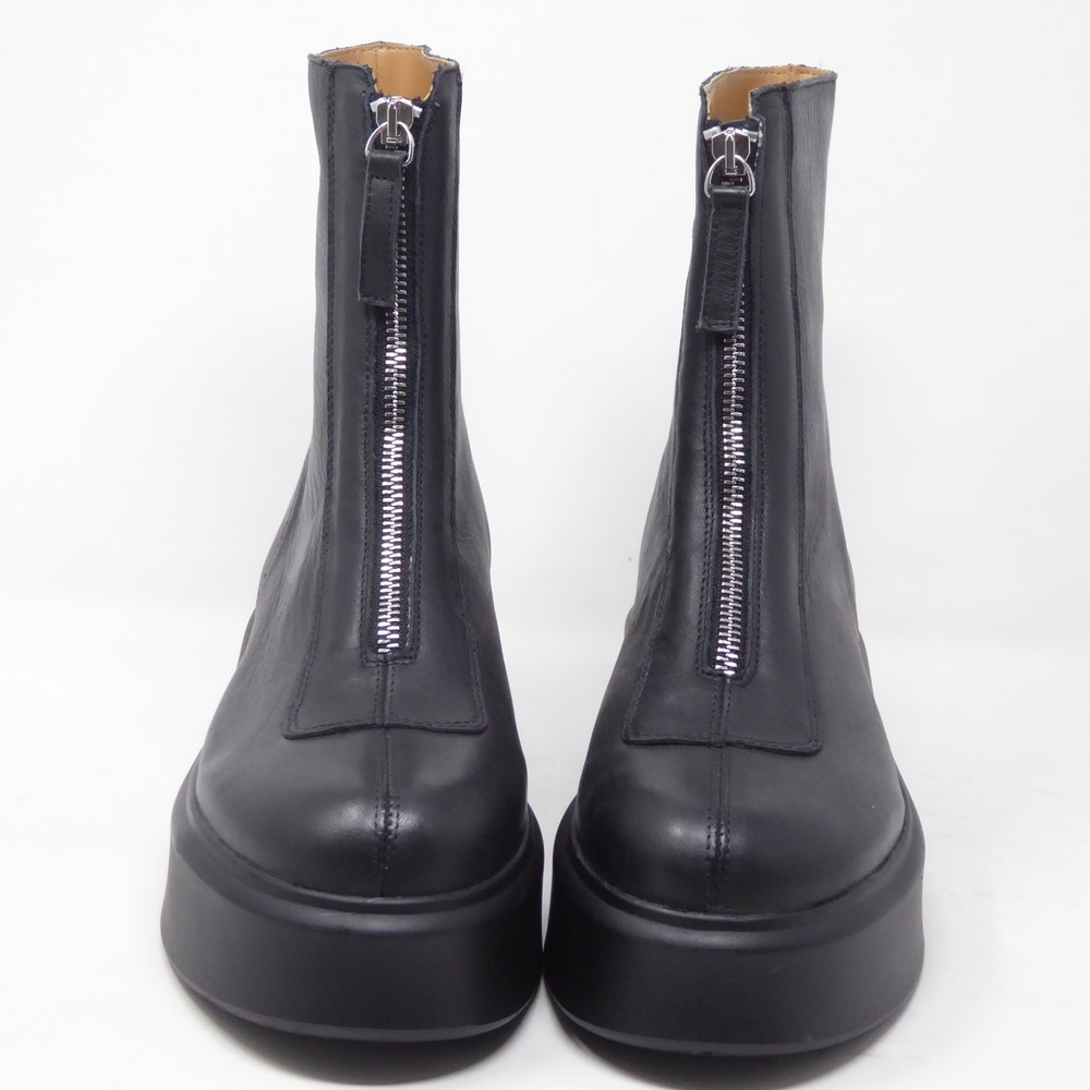 Steve Madden Women Booties Black Leather Front Zip Platform Jones 8 - Picture 3 of 10